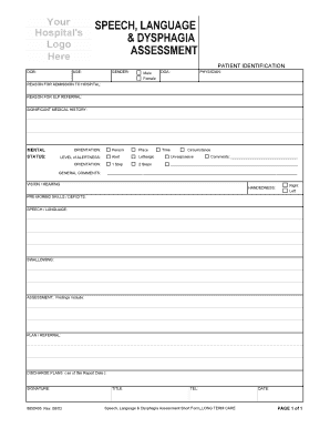 Speech Language & Dysphagia Assessment Form