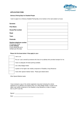 Advisory Parking Bay Application Form