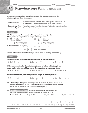 Slope-Intercept Form Worksheet
