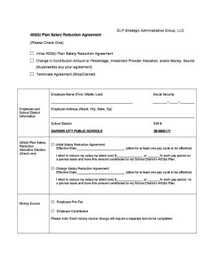 403(b) Plan Salary Reduction Agreement