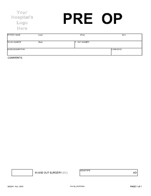 Pre-Op Nursing Form