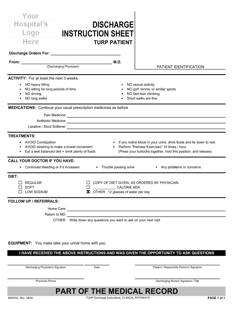 hospital discharge papers