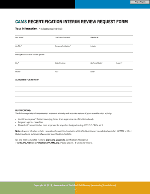CAMS Recertification Application Form