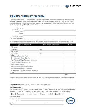 Certified Aviation Manager Recertification Form