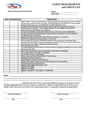 Payroll Service Setup Authorization Form
