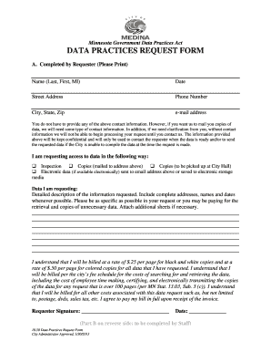Minnesota Data Practices Request Form