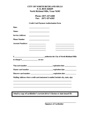 Credit Card Payment Authorization Form