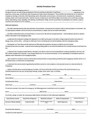 Girl Scout Activity Permission Form