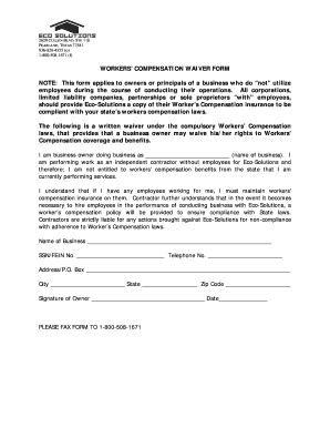 Workers' Compensation Waiver Form