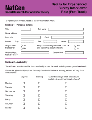 Experienced Survey Interviewer Application Form