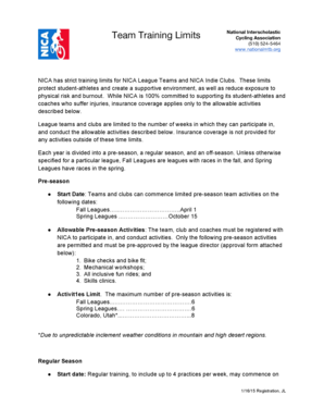 NICA Pre-Season Activity Approval Form