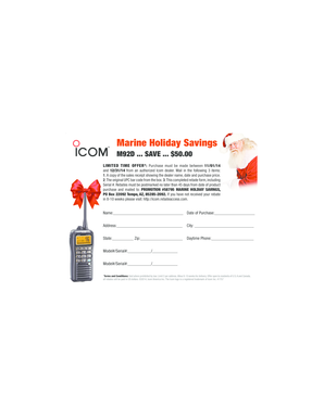 Marine Holiday Savings Rebate Form