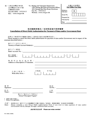 Cancellation of Direct Debit Authorization for Rates and Government Rent