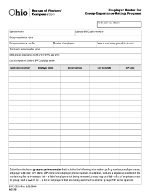 Employer Roster for Group-Experience-Rating Program