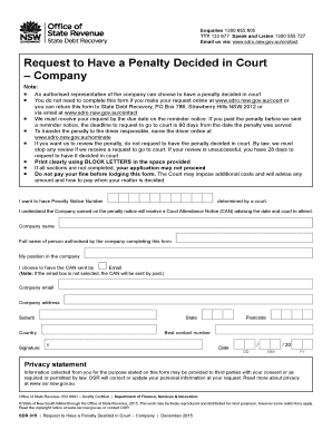 Request to Have a Penalty Decided in Court – Company