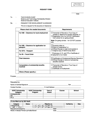 Request for Scholarship Clearance