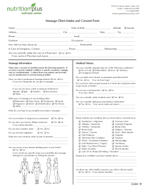 Massage Client Intake and Consent Form