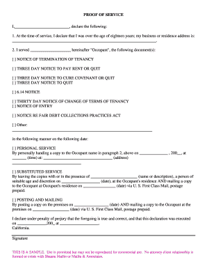 Proof of Service for Tenant Notices