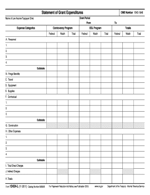 IRS Form 13424-L Statement of Grant Expenditures