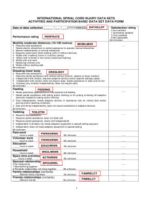 International Spinal Cord Injury Activities and Participation Data Form