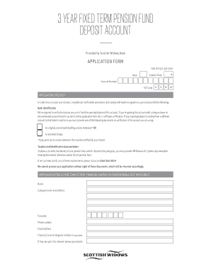 Scottish Widows Bank 3 Year Fixed Term Pension Fund Application Form