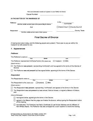 Texas Divorce Decree No Children