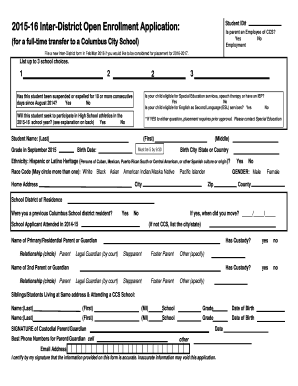 Inter-District Open Enrollment Application