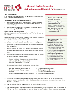 Missouri Health Connection Authorization Form
