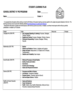 Student Learning Plan