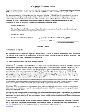 Journal of Nano Systems and Technology Copyright Transfer Form