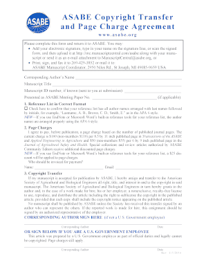 ASABE Copyright Transfer and Page Charge Agreement
