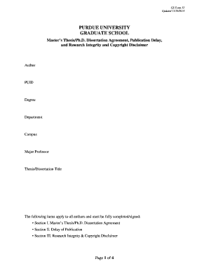 Purdue University Thesis Dissertation Agreement Form
