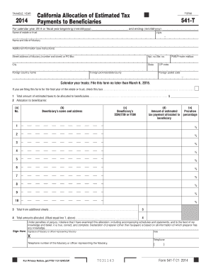 California Form 541-T 2014