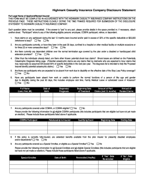 Highmark Casualty Insurance Disclosure Statement