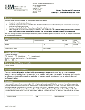 Coverage Continuation Request Form