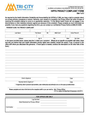 HIPAA Privacy Complaint Form