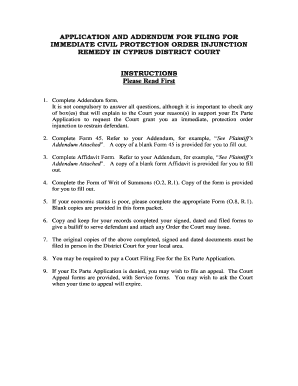 Cyprus Ex Parte Emergency Protection Order Application