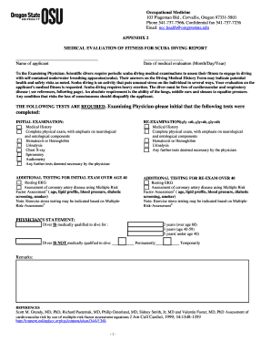 Medical Evaluation of Fitness for Scuba Diving Report