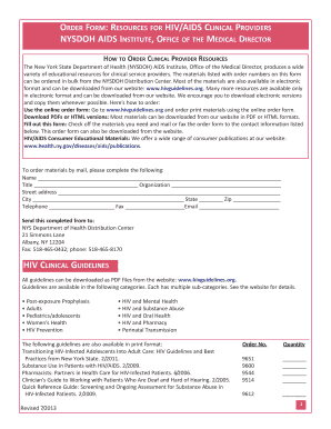 HIV/AIDS Clinical Provider Order Form