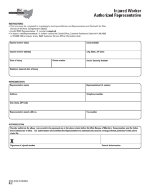 Ohio Injured Worker Authorization Form