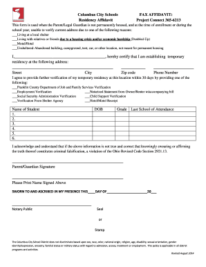Columbus City Schools Residency Affidavit