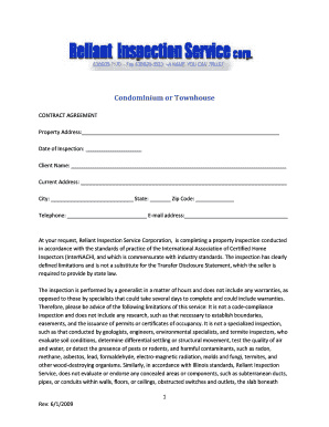 Condominium or Townhouse Inspection Contract Agreement