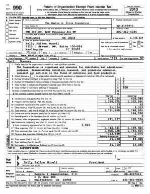 Form 990 2013 Tax Exempt Organization Return