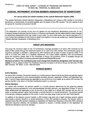 Judicial Retirement System Member Designation of Beneficiary