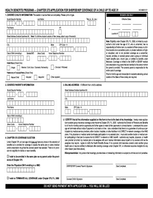 New Jersey Chapter 375 Application for SHBP/SEHBP Coverage of a Child Up to Age 31