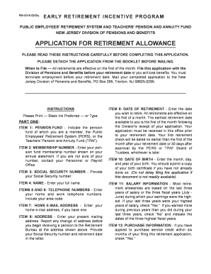 New Jersey Early Retirement Incentive Program Application