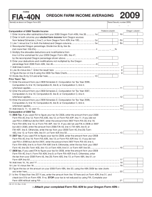 Oregon Farm Income Averaging Form 2009