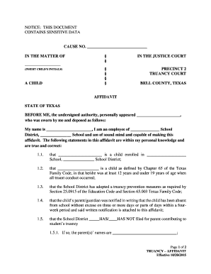 Texas Truancy Affidavit