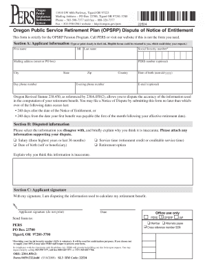 OPSRP Dispute of Notice of Entitlement Form