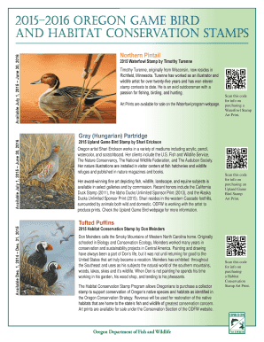 2015 Oregon Game Bird and Habitat Conservation Stamp Order Form